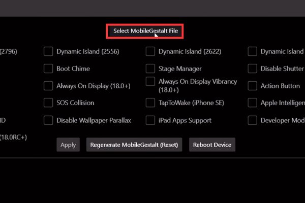 Nhấn nút Select MobileGestalt File