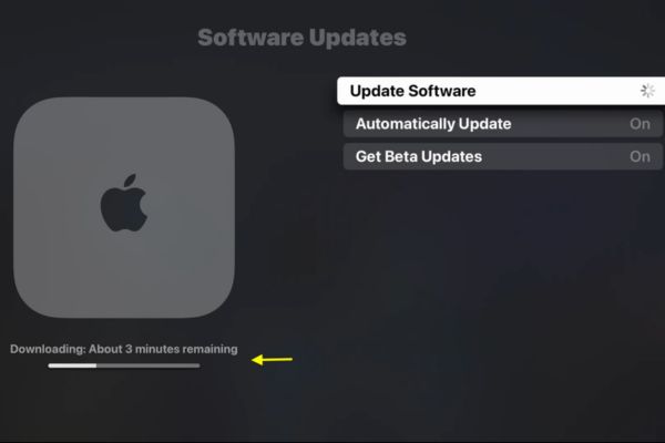Cài tvOS 26 Developer Beta trên Apple TV để hát karaoke bằng iPhone 15 Apple TV sẽ bắt đầu quá trình tải xuống