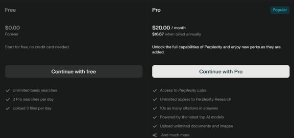 Hướng dẫn nhận Perplexity Pro 1 năm miễn phí trị giá $200 10 Nhấn nút Continue with Pro