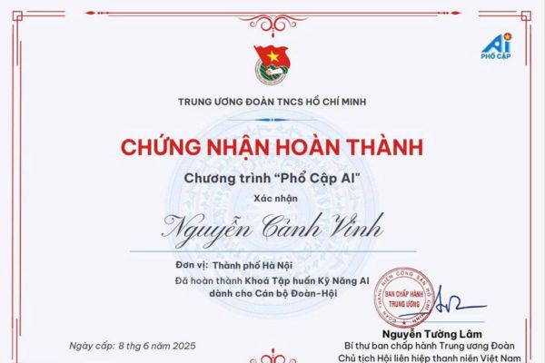 Học miễn phí khóa học Phổ cập AI và nhận chứng chỉ từ Trung ương Đoàn 10 Những quyền lợi đặc biệt khi tham gia khóa học