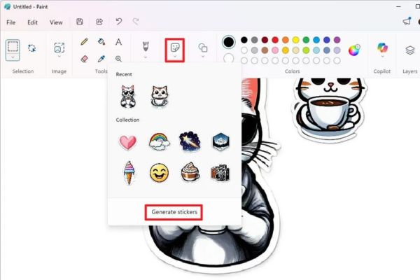 Cách tạo sticker bằng Paint trên Windows 11 11 Chọn Generate Stickers
