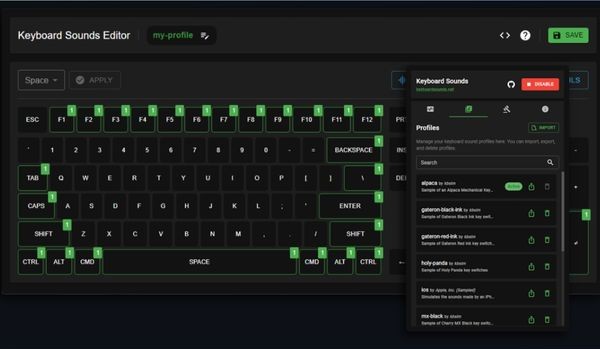 Keyboard Sounds - Phần mềm tạo âm thanh bàn phím cơ