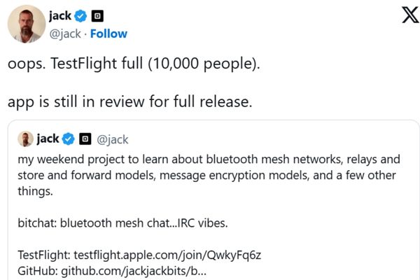 Bitchat: Ứng dụng nhắn tin không cần Internet hay SIM 10 Ứng dụng hiện đã có mặt trên TestFlight