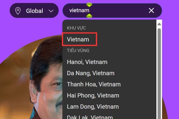 Type keyword "Vietnam" and click Enter