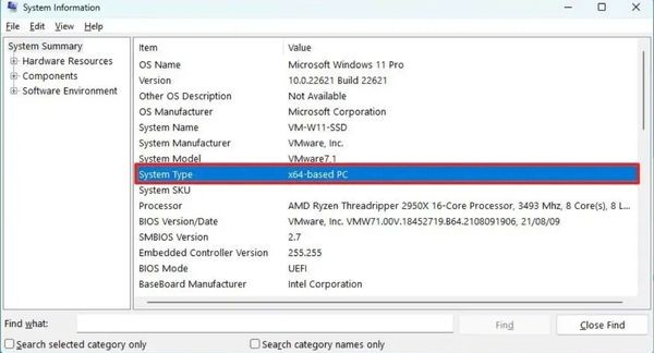 Cách biết máy tính chạy chip x64 hay ARM64 trong 30 giây 11 Sử dụng công cụ System Information