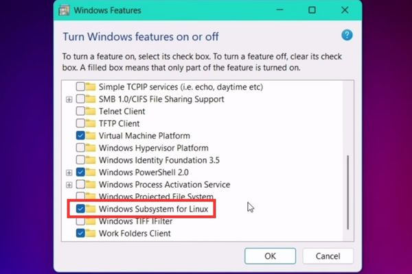 Kích hoạt Windows Subsystem for Linux