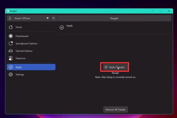 Nhấn nút Apply Changes
