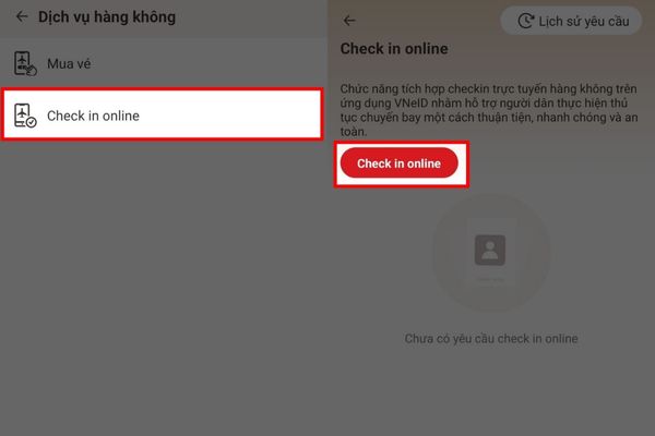 Bấm vào Check-in online