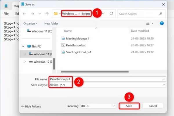 Cách đóng mọi ứng dụng chỉ trong 1 giây trên Windows 11 13 Đặt tên file với đuôi .ps1