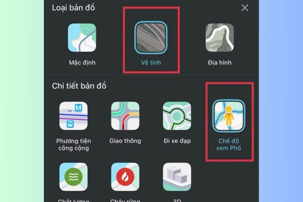 Bật lớp Chế độ xem phố
