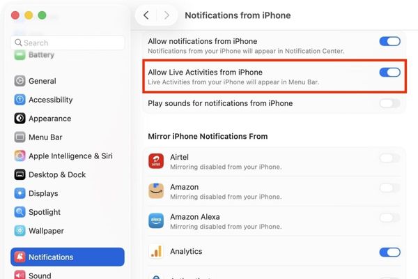Cách kích hoạt Live Activities từ iPhone trên máy Mac