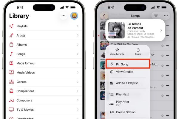 Cách ghim nhạc trên iPhone và iPad
