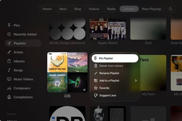 Cách ghim nhạc trên Apple TV
