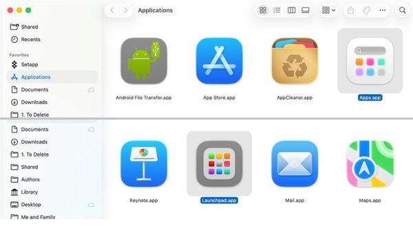 Ứng dụng Apps.app trong thư mục Applications sẽ biến mất