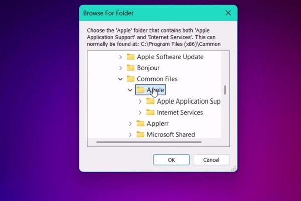 Khắc phục lỗi iCloud Not Found trên AltStore và SideStore 23 Chọn thư mục "Apple"