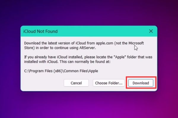 Khắc phục lỗi iCloud Not Found trên AltStore và SideStore 16 Nhấn vào nút Download