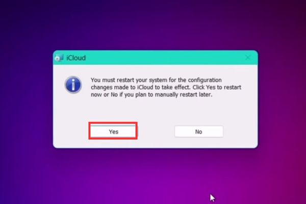 Khắc phục lỗi iCloud Not Found trên AltStore và SideStore 20 Chọn Yes để khởi động lại máy tính