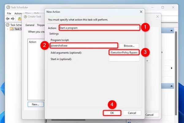 Ô Program/script: gõ powershell.exe