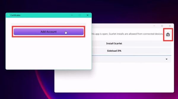 Hướng dẫn cài Scarlet iOS để cài mọi file IPA không bị thu hồi 25 Chọn Add Account