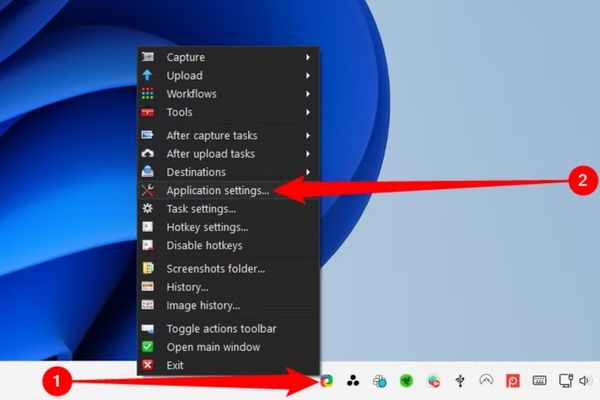 Chọn Application settings
