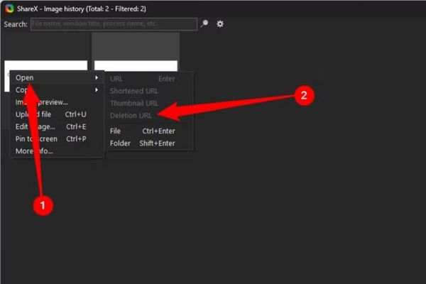 Chọn Open > Deletion URL