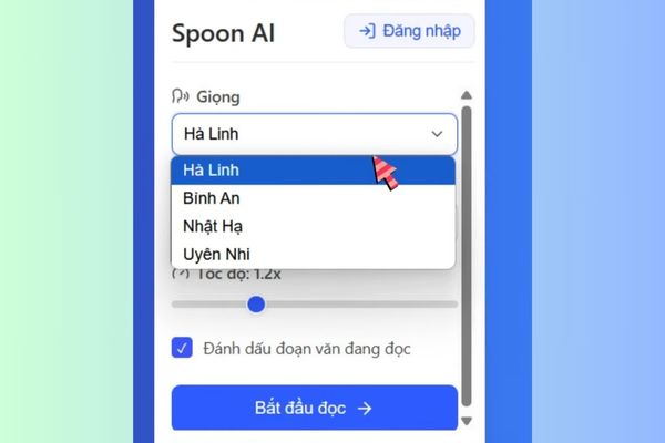 Tùy chọn giọng đọc đa dạng