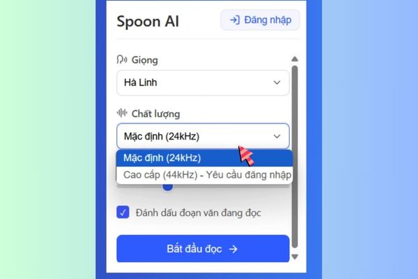 Lựa chọn chất lượng đọc phù hợp