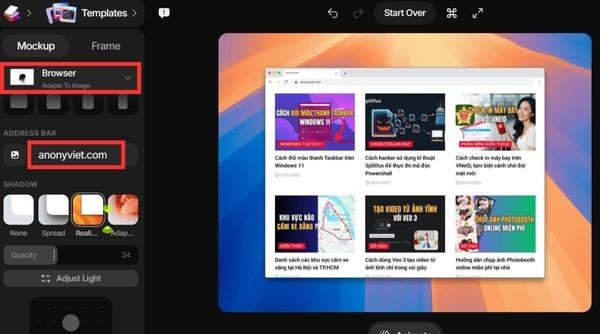Tạo ảnh Mockup online miễn phí với shots.so 8 Mô phỏng giao diện website hoàn chỉnh