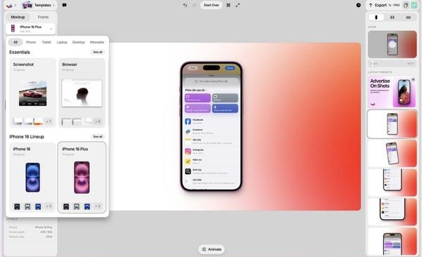 Tạo ảnh Mockup online miễn phí với shots.so 9 Tạo mockup thiết bị Apple chuyên nghiệp