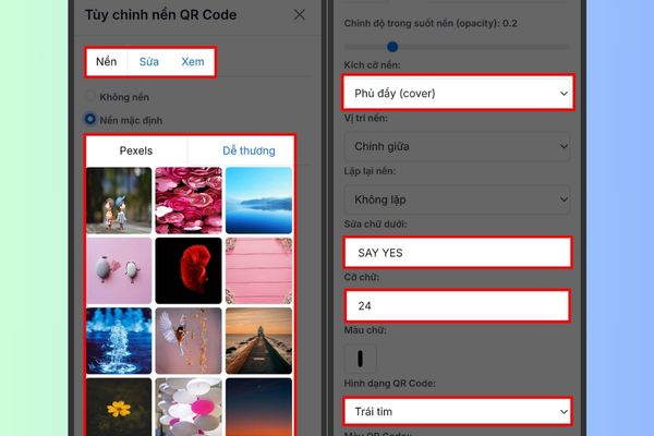 Lựa chọn hình nền lãng mạn