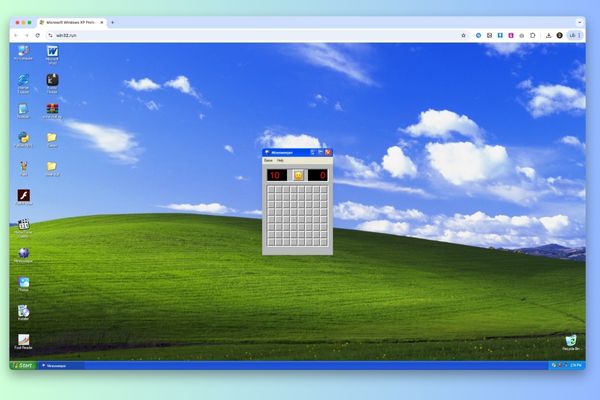 Cách trải nghiệm Windows XP online, không cần cài đặt 6 Bạn có thể chơi các tựa game kinh điển như Dò mìn