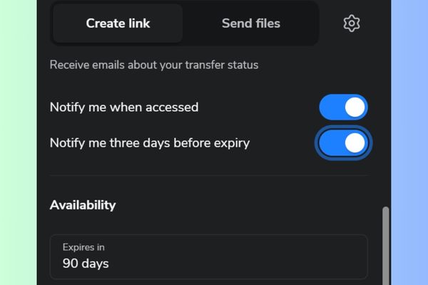 Bật thông báo qua email khi tệp được xem hoặc tải xuống