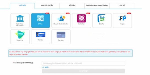 Các lựa chọn nạp tiền WW88 được hệ thống hỗ trợ