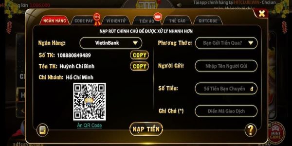 Nạp tiền hitclub qua Paywin tiện lợi