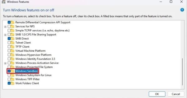 Khôi phục lại Windows Sandbox