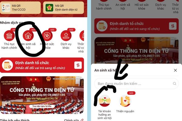 Chọn "Tài khoản hưởng An sinh xã hội"