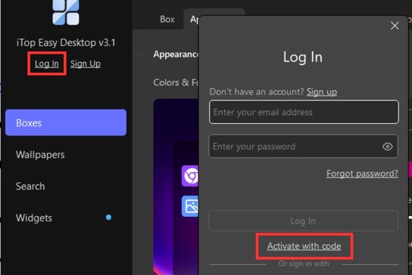 Chọn Activate with code