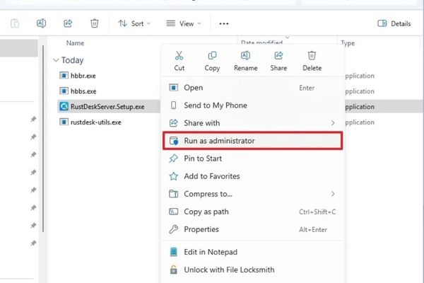 Chạy RuskDeskServer.Setup.exe