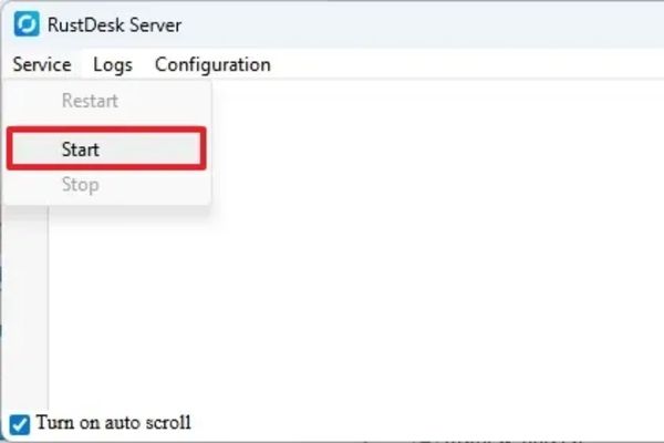 Vào mục Service và chọn Start