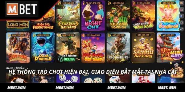 Hệ thống trò chơi hiện đại, giao diện bắt mắt tại nhà cái