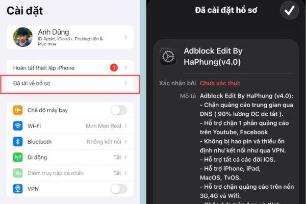 Cách chặn quảng cáo trên iPhone, iPad và Mac (cả web và app) 11 Adblock Edit By HaPhung v4.0 trong phần Hồ sơ đã tải về