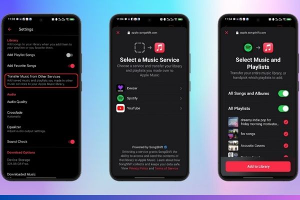 Cách chuyển nhạc từ dịch vụ khác sang Apple Music, không cần app 11 Chọn dòng chữ Transfer Music from Other Music Services