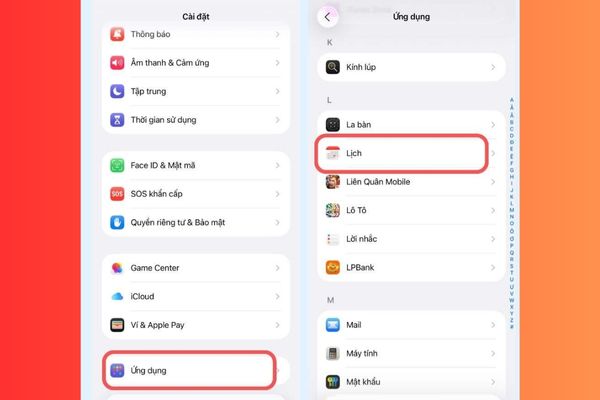 Cách hiển thị lịch âm trên iOS 26: Xem ngày Tết, giỗ chạp không cần app 12 Chọn mục Lịch