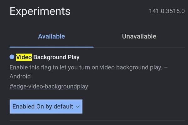 Tìm mục Video Background Play