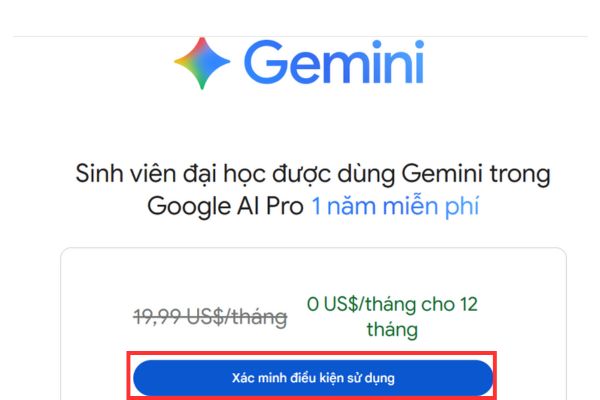 Nhấn vào nút “Xác minh điều kiện sử dụng”