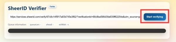 Dán địa chỉ và nhấn Start Verifying