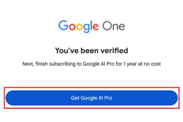 Nhấn vào dòng Get Google AI Pro