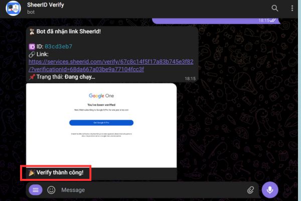 Notice Verify Success