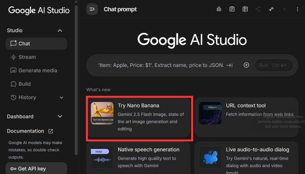 Tìm đến mục Try Nano Banana
