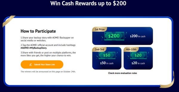 The opportunity to win cash prizes up to $ 200